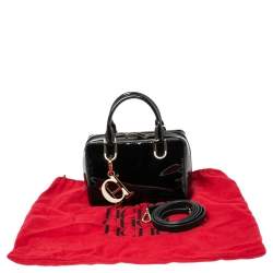 Pre Owned Carolina Herrera Black Patent Leather Micro Logo Charm Satchel
