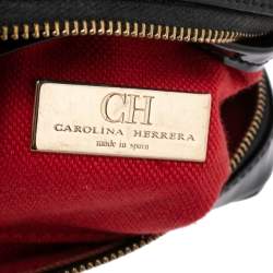 Pre Owned Carolina Herrera Black Patent Leather Micro Logo Charm Satchel