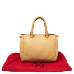 Pre Owned CH Carolina Herrera Beige Embossed Leather Andy Boston Bag