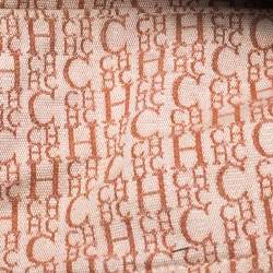 Pre Owned CH Carolina Herrera Beige Embossed Leather Andy Boston Bag