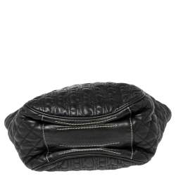 Pre Owned CH Carolina Herrera Black Embossed Leather Tote