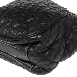 Pre Owned CH Carolina Herrera Black Embossed Leather Tote