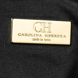 Pre Owned CH Carolina Herrera Black Embossed Leather Tote