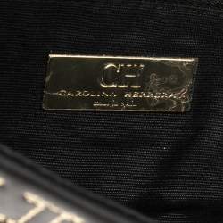 Pre Owned CH Carolina Herrera Black Monogram Leather Clutch