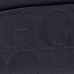 مملوكة مسبقًا CH Carolina Herrera Navy Blue Monogram Leather Card Holder 