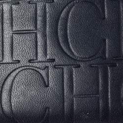 مملوكة مسبقًا CH Carolina Herrera Navy Blue Monogram Leather Card Holder 