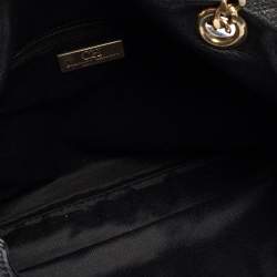 Pre Owned CH Carolina Herrera Black Monogram Leather Audrey Shoulder Bag