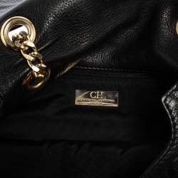 Pre Owned CH Carolina Herrera Black Monogram Leather Audrey Shoulder Bag