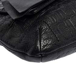 Pre Owned CH Carolina Herrera Black Monogram Leather Audrey Shoulder Bag