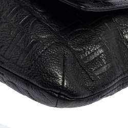 Pre Owned CH Carolina Herrera Black Monogram Leather Audrey Shoulder Bag