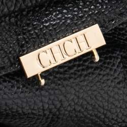 Pre Owned CH Carolina Herrera Black Monogram Embossed Leather Minuetto Top Handle Bag