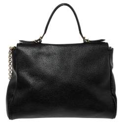 Pre Owned CH Carolina Herrera Black Monogram Embossed Leather Minuetto Top Handle Bag