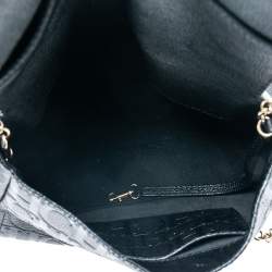 Pre Owned CH Carolina Herrera Black Monogram Embossed Leather Minuetto Top Handle Bag