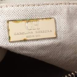 مملوكة مسبقًا حقيبة ساتشل سي أتش كارولينا هيريرا قبة جلد وسويدي مونوغرامي بني