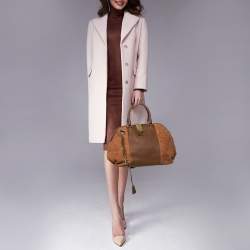 مملوكة مسبقًا حقيبة ساتشل سي أتش كارولينا هيريرا قبة جلد وسويدي مونوغرامي بني