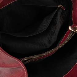 Pre Owned CH Carolina Herrera Burundy Leather Matteo Tote