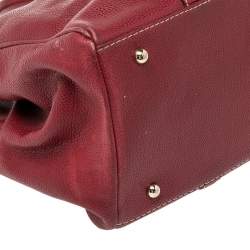 Pre Owned CH Carolina Herrera Burundy Leather Matteo Tote