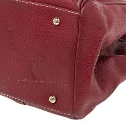 Pre Owned CH Carolina Herrera Burundy Leather Matteo Tote