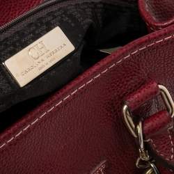 Pre Owned CH Carolina Herrera Burundy Leather Matteo Tote