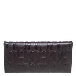 Pre Owned CH Carolina Herrera Monogram Embossed Leather Trifold Wallet 