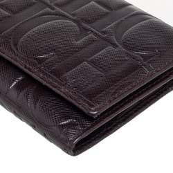 Pre Owned CH Carolina Herrera Monogram Embossed Leather Trifold Wallet 