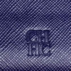 Pre Owned CH Carolina Herrera Monogram Embossed Leather Trifold Wallet 