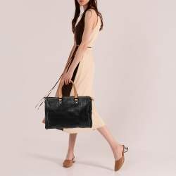 Pre Owned CH Carolina Herrera Black Monogram Leather Large Andy Boston Bag
