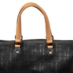 Pre Owned CH Carolina Herrera Black Monogram Leather Large Andy Boston Bag