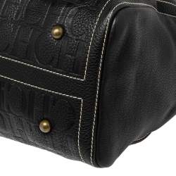 Pre Owned CH Carolina Herrera Black Monogram Leather Large Andy Boston Bag