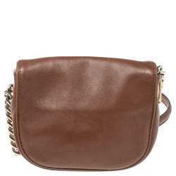 Pre Owned Carolina Herrera Brown Leather New Baltazar Shoulder Bag