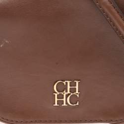 Pre Owned Carolina Herrera Brown Leather New Baltazar Shoulder Bag