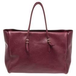 CH Carolina Herrera Plum Leather Tempo Collection Adagio Tote