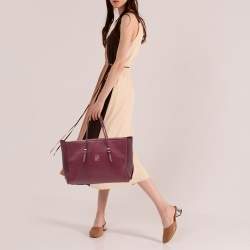 CH Carolina Herrera Plum Leather Tempo Collection Adagio Tote