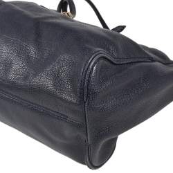 Pre Owned Carolina Herrera Dark Blue Leather Tempo Collection Adagio Tote