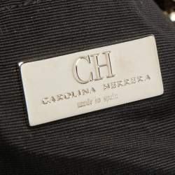 Pre Owned CH Carolina Herrera Green/Gold Monogram Velvet and Leather Chain Hobo