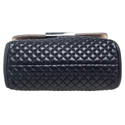 CH Carolina Herrera Black Quilted Leather Bimba Flap Top Handle Bag