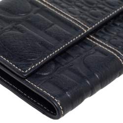 مملوكة مسبقًا CH Carolina Herrera Black Monogram Embossed Leather Trifold Wallet