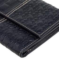 مملوكة مسبقًا CH Carolina Herrera Black Monogram Embossed Leather Trifold Wallet
