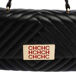 Pre Owned CH Carolina Herrera Black Quilted Leather Bimba Top Handle Bag