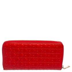 Pre Owned CH Carolina Herrera Monogram Embossed Leather Zip Around Wallet
