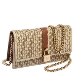 مملوكة مسبقًا CH Carolina Herrera Beige/Brown Monogram Coated Canvas and Leather Matryoshka Chain Wallet