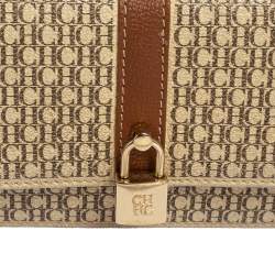 مملوكة مسبقًا CH Carolina Herrera Beige/Brown Monogram Coated Canvas and Leather Matryoshka Chain Wallet
