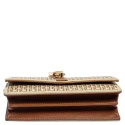 مملوكة مسبقًا CH Carolina Herrera Beige/Brown Monogram Coated Canvas and Leather Matryoshka Chain Wallet