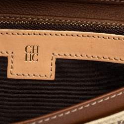مملوكة مسبقًا CH Carolina Herrera Beige/Brown Monogram Coated Canvas and Leather Matryoshka Chain Wallet