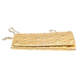 Pre Owned حقيبة كلتش سي أتش كارولينا هيريرا جلد مونوغرامي ذهبي 