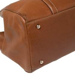 Pre Owned حقيبة يد كارولينا هيريرا ماتيو متوسطة جلد بني 