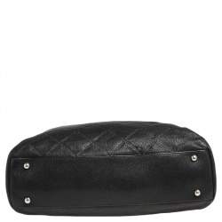 Pre Owned حقيبة يد توتس سي أتش كارولينا هيريرا شوبر جلد نمط مبطن أسود بسلسلة