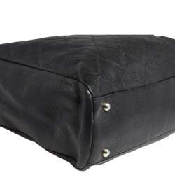 Pre Owned حقيبة يد توتس سي أتش كارولينا هيريرا شوبر جلد نمط مبطن أسود بسلسلة