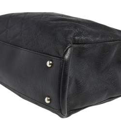 Pre Owned حقيبة يد توتس سي أتش كارولينا هيريرا شوبر جلد نمط مبطن أسود بسلسلة