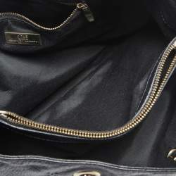 Pre Owned حقيبة يد توتس سي أتش كارولينا هيريرا شوبر جلد نمط مبطن أسود بسلسلة